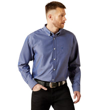 Load image into Gallery viewer, Ariat Men's Blue Wrinkle Free Solid Pinpoint Oxford Classic Fit Shirt
