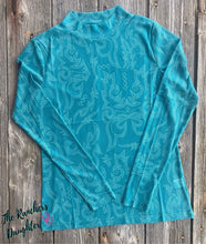 Load image into Gallery viewer, Turquoise Boot Stitch Sheer/Mesh Top
