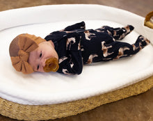 Load image into Gallery viewer, Navy Ranch Horse Folding Feet Jammies