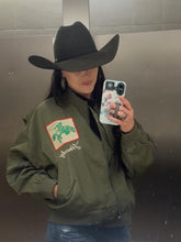 Load image into Gallery viewer, Women's West Coast Rodeo Embroidered Bomber Jacket - Army Green