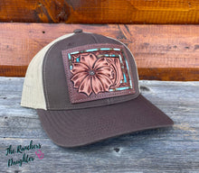 Load image into Gallery viewer, Daisy Leather Patch Trucker Cap