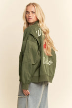 Load image into Gallery viewer, Women's West Coast Rodeo Embroidered Bomber Jacket - Army Green