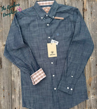 Load image into Gallery viewer, Ariat Men's Chambray Blue Wrinkle Free Fitted Western Shirt