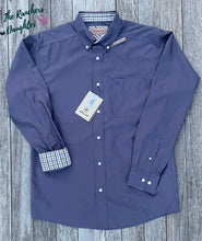 Load image into Gallery viewer, Ariat Men's Navy Wrinkle Free Solid Pinpoint Oxford Classic Fit Shirt
