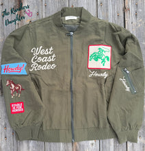 Load image into Gallery viewer, Women's West Coast Rodeo Embroidered Bomber Jacket - Army Green
