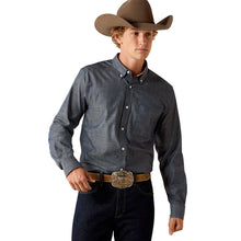 Load image into Gallery viewer, Ariat Men's Chambray Blue Wrinkle Free Fitted Western Shirt