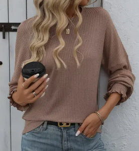 Women's Ribbed Sweater - Tan