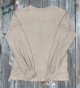 Women's Ribbed Sweater - Tan