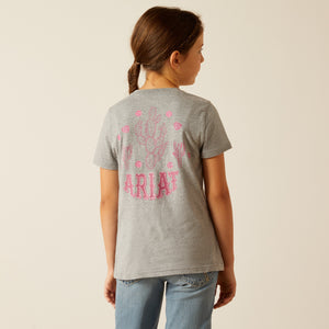 Ariat Girls Cactus Rose Tee - Heather Grey