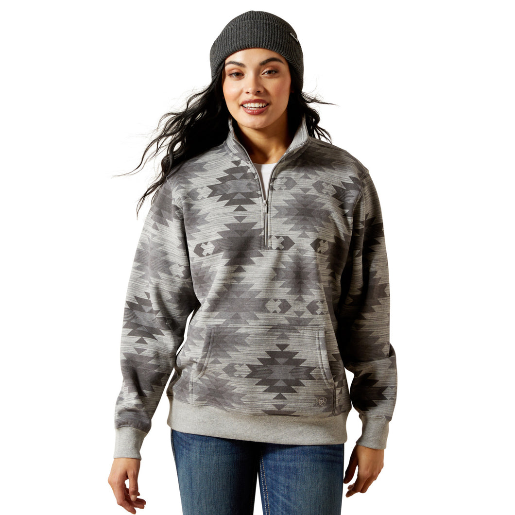 COMING OCTOBER 2025 - Ariat Women's Grey Southwest Sienna 1/2 Zip Sweatshirt