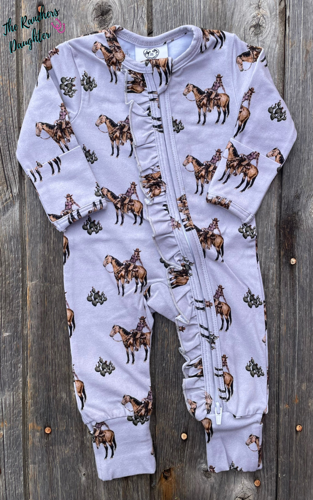 Cowgirls & Cactus -Ruffled- Folding Feet Jammies