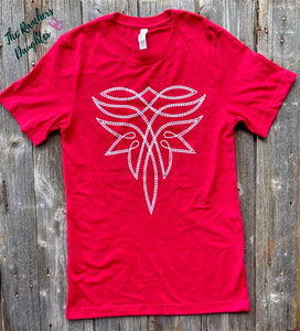 Red Fancy Boot Stitch Tee