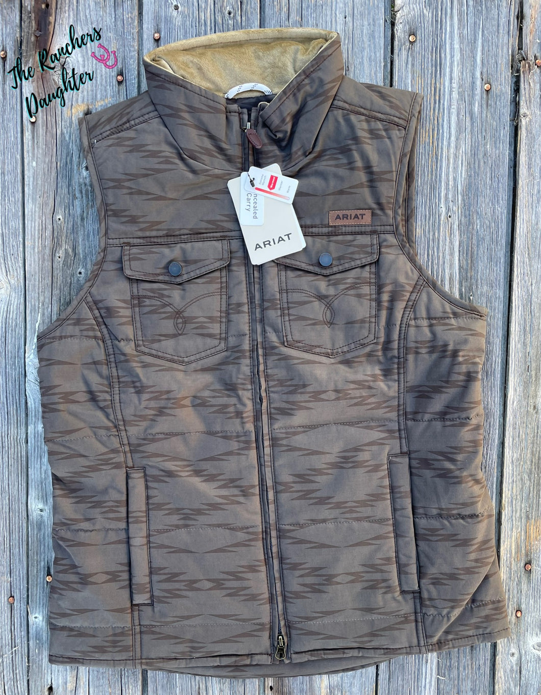 Ariat Women's Western Yoke Grizzly Insulated Vest - Banyon Bark