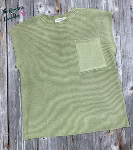 Olive Cap-Sleeved Sweater