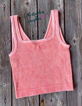 Load image into Gallery viewer, Coral Ribbed Crop Tank with Reversible Neckline
