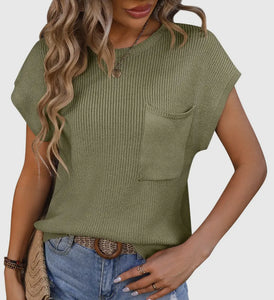 Olive Cap-Sleeved Sweater