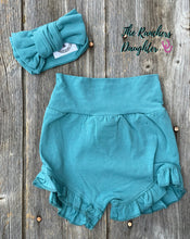 Load image into Gallery viewer, Turquoise Bloomer/Headband Set
