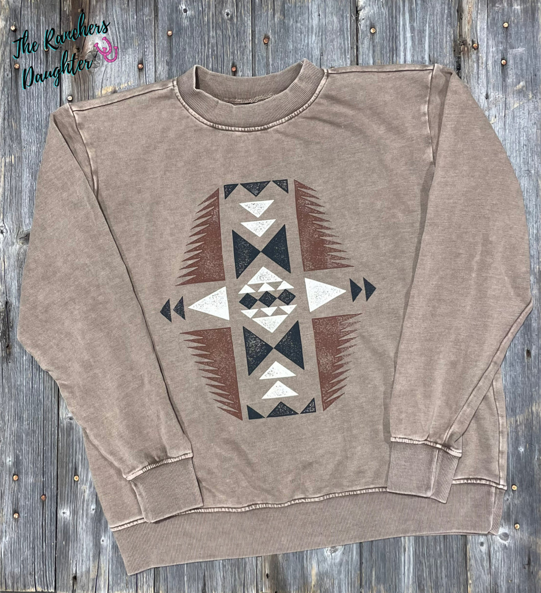 Aztec Mineral Crew Sweatshirt - Taupe