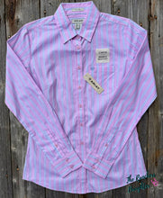 Load image into Gallery viewer, Ariat Women's Pink Lavender Stripe Kirby Shirt
