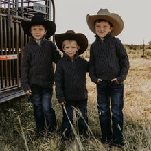 Load image into Gallery viewer, Charcoal Quarter Zip Cable Knit Sweater (Kids)
