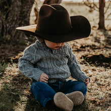 Load image into Gallery viewer, Gray Button Neck Cable Knit Sweater (Kids)
