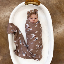 Load image into Gallery viewer, Almond Ranch Horse Bamboo Muslin Swaddle
