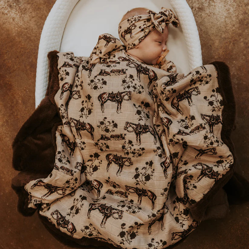 Prairie Rose Bamboo Muslin/Minky Blanket