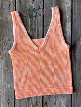 Load image into Gallery viewer, Orange Ribbed Crop Tank with Reversible Neckline
