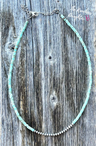 Turquoise 3mm Navajo Choker Necklace