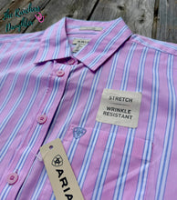 Load image into Gallery viewer, Ariat Women's Pink Lavender Stripe Kirby Shirt
