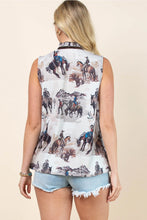 Load image into Gallery viewer, Western Print Lainey Button Down Tie Top
