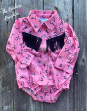 Load image into Gallery viewer, Shea Baby Pink Brand Pearl Snap Onesie
