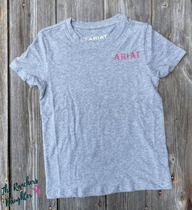 Ariat Girls Cactus Rose Tee - Heather Grey