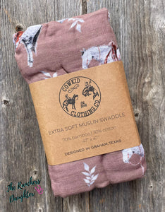 Almond Ranch Horse Bamboo Muslin Swaddle