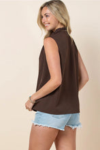 Load image into Gallery viewer, Brown Lainey Button Down Tie Top
