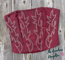 Load image into Gallery viewer, Burgundy Embroidered Western Corset Top

