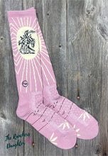 Load image into Gallery viewer, Lucky Chuck Fringe Bucking Dusty Pink Western Cowgirl Performance Socks
