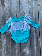 Load image into Gallery viewer, Shea Baby Turquoise Fringe Onesie
