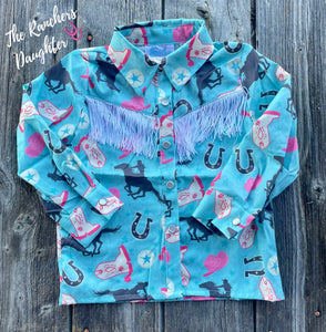 Shea Baby Turquoise Cowgirl Pearl Snap Shirt