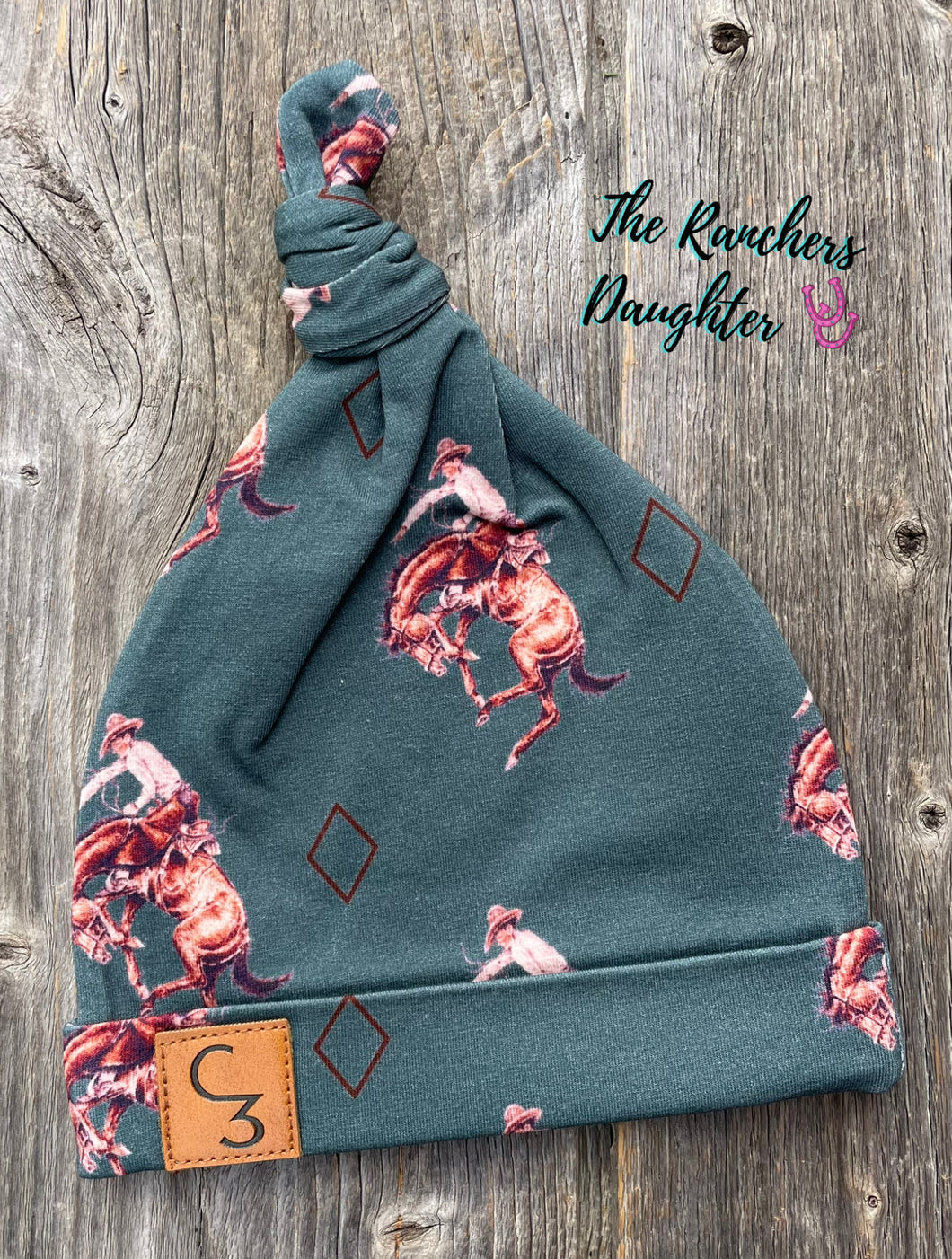 Teal Bronc Newborn Baby Hat