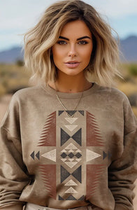 Aztec Mineral Crew Sweatshirt - Taupe