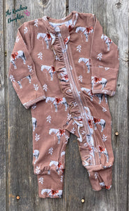 Almond Ranch Horse -Ruffled- Folding Feet Jammies