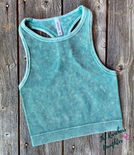 Load image into Gallery viewer, Teal Ribbed Racerback Crop Tank
