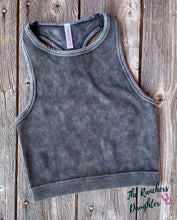 Load image into Gallery viewer, Ash Black Ribbed Racerback Crop Tank
