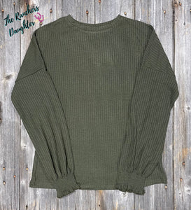 Women's Ribbed Sweater - Army Green