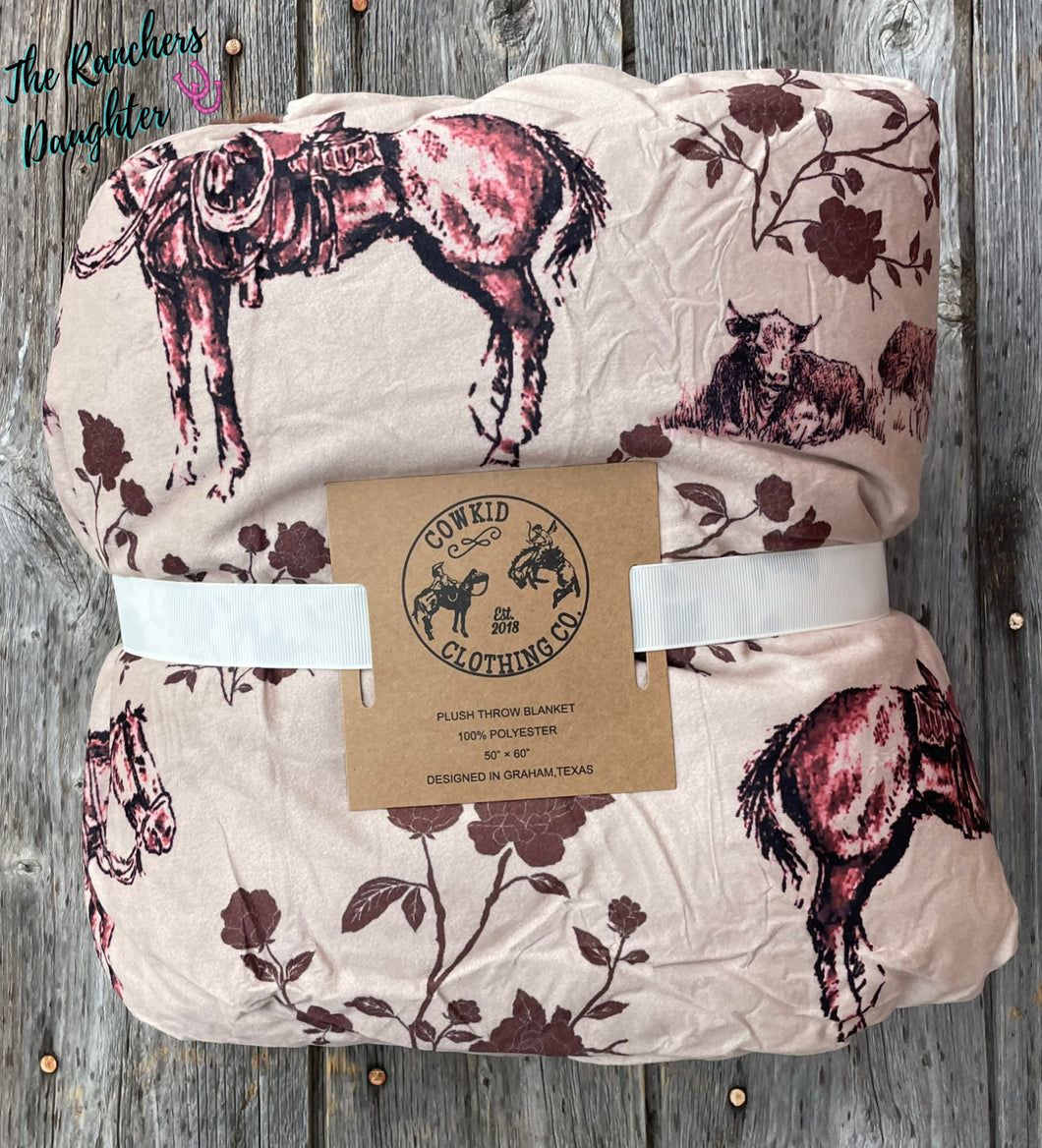 Prairie Rose Plush Throw Blanket