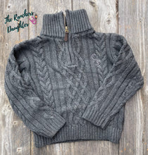 Load image into Gallery viewer, Charcoal Quarter Zip Cable Knit Sweater (Kids)
