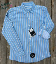 Load image into Gallery viewer, Ariat Women’s VentTEK Blue/Rattan Stripe Stretch Shirt
