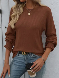 Women's Ribbed Sweater - Rust