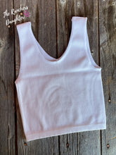 Load image into Gallery viewer, Reversible V-Neck/Round Neck Seamless Crop Tank - White
